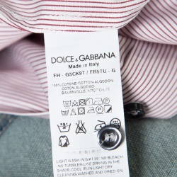 مملوكة مسبقًا قميص دولتشي أند غابانا غولد قطن مقلم أحمر وأبيض بأكمام طويلة M