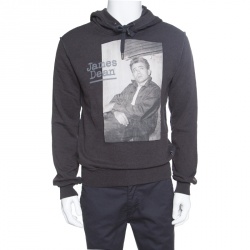 مملوكة مسبقًا Dolce and Gabbana Grey Cotton Terry James Dean Print Hoodie S