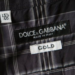 Pre Owned Dolce & Gabbana Gold Grey Checked Cotton Long Sleeve Button Front Shirt L