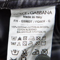 Pre Owned Dolce & Gabbana Gold Grey Checked Cotton Long Sleeve Button Front Shirt L