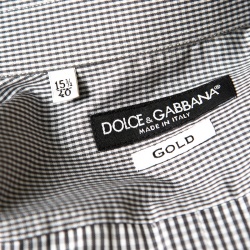 مملوكة مسبقًا قميص دولتشي أند غابانا أكمام طويلة قطن كاروهات غنغهام رمادي ذهبي L