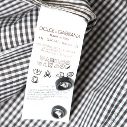 مملوكة مسبقًا قميص دولتشي أند غابانا أكمام طويلة قطن كاروهات غنغهام رمادي ذهبي L