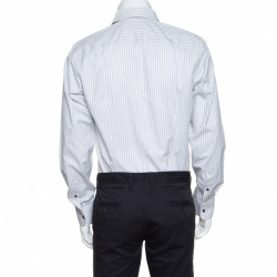 مملوكة مسبقًا قميص دولتشي أند غابانا أزرار أمامية قطن مخطط أبيض مارتيني M