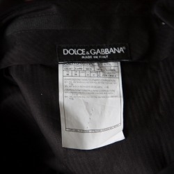 Pre Owned Dolce and Gabbana Burgundy Metallic Jacquard Satin Trim Tuxedo Trousers S