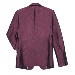 Pre Owned Dolce and Gabbana Burgundy Metallic Jacquard Satin Trim Blazer S