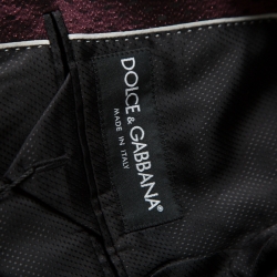 Pre Owned Dolce and Gabbana Burgundy Metallic Jacquard Satin Trim Blazer S