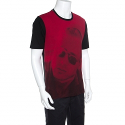 مملوكة مسبقًا تي شيرت دولتشي أند غابانا جيمس دين قطن أحمر وأسود مطبوع M