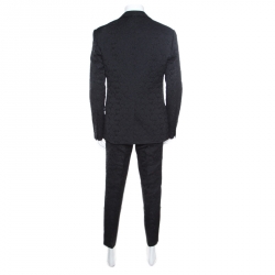 Dolce and Gabbana Black Floral Jacquard Sicilia Suit 2XL