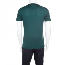 Pre Owned Dolce and Gabbana Green Medal Printed Cotton Short Sleeve T-Shirt M