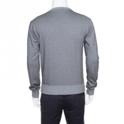 Pre Owned كنزة دولتشي أند غابانا بحافة تريكو مضلعة قطن بنقوش جاكارد مونوكروميه XS