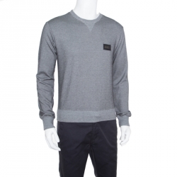 Pre Owned كنزة دولتشي أند غابانا بحافة تريكو مضلعة قطن بنقوش جاكارد مونوكروميه XS