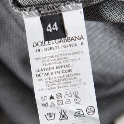 Pre Owned كنزة دولتشي أند غابانا بحافة تريكو مضلعة قطن بنقوش جاكار د مونوكروميه XS