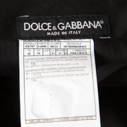 Pre Owned Dolce and Gabbana Navy Blue Metallic Jacquard Satin Trim Trousers M