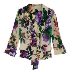 Pre Owned Dolce and Gabbana Floral Silk Jacket M