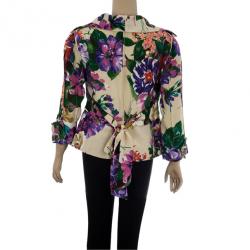 Pre Owned Dolce and Gabbana Floral Silk Jacket M