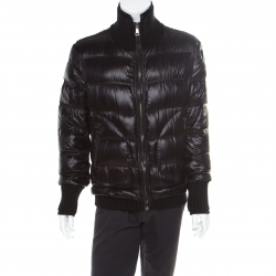 Pre Owned Dolce and Gabbana Black Quilted Bomber Jacket M