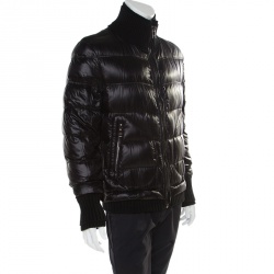 Pre Owned Dolce and Gabbana Black Quilted Bomber Jacket M