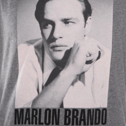 مملوكة مسبقًا Dolce and Gabbana Grey Melange Marlon Brando Printed Crew Neck T-Shirt XL