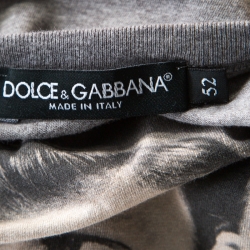 مملوكة مسبقًا Dolce and Gabbana Grey Melange Marlon Brando Printed Crew Neck T-Shirt XL