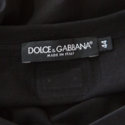 مملوكة مسبقًا Dolce and Gabbana Black Cotton Stretch Knit V Neck T -Shirt XS