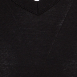 مملوكة مسبقًا Dolce and Gabbana Black Cotton Stretch Knit V Neck T -Shirt XS