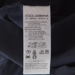 Pre Owned Dolce & Gabbana Navy Blue Rib Knit Cotton Crew Neck T-Shirt XS