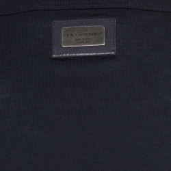 Pre Owned Dolce & Gabbana Navy Blue Rib Knit Cotton Crew Neck T-Shirt XS