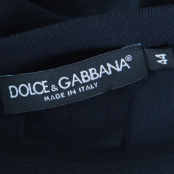 Pre Owned Dolce & Gabbana Navy Blue Rib Knit Cotton Crew Neck T-Shirt XS