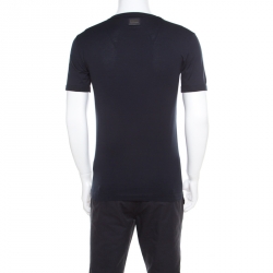 Pre Owned Dolce & Gabbana Navy Blue Rib Knit Cotton Crew Neck T-Shirt XS
