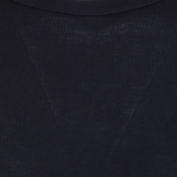 Pre Owned Dolce & Gabbana Navy Blue Rib Knit Cotton Crew Neck T-Shirt XS
