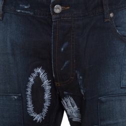 Pre Owned Dolce & Gabbana Black Faded Effect Patchwork Detail Distressed Jeans XXL