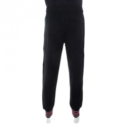 مملوكة مسبقًا Dolce and Gabbana Black Stretch Crepe Elasticized Waist Cady Track Pants M 