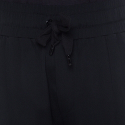 مملوكة مسبقًا Dolce and Gabbana Black Stretch Crepe Elasticized Waist Cady Track Pants M 