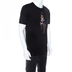 Pre Owned Dolce & Gabbana Black Cotton Jersey Royal Pet Portrait T-Shirt M