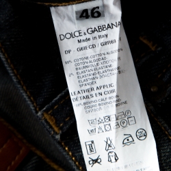 Pre Owned بنطلون جينز دولشي أند غابانا نمط باهت مزين ممزق ضيق دنيم مرن أزرق داكن S