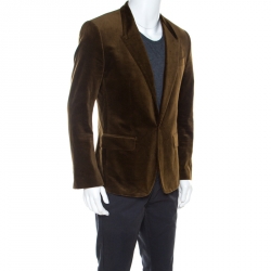 Pre Owned Dolce and Gabbana Brown Velvet Tailored Blazer M