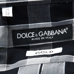 مملوكة مسبقًا Dolce and Gabbana Black and White Checkered Button Front Shirt S 