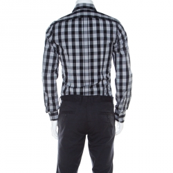 مملوكة مسبقًا Dolce and Gabbana Black and White Checkered Button Front Shirt S 