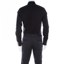 Pre Owned Dolce and Gabbana Black Stretch Cotton Classic Button Front Shirt L