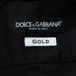 Pre Owned Dolce and Gabbana Black Stretch Cotton Classic Button Front Shirt L