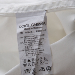 Pre Owned Dolce and Gabbana Off White Cotton Stretch Slim Fit Button Front Shirt M