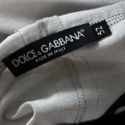 Pre Owned Dolce & Gabbana Grey Floral Print Cotton Raw Seam & Stitch Detail T shirt
