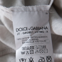 Pre Owned Dolce & Gabbana Grey Floral Print Cotton Raw Seam & Stitch Detail T shirt