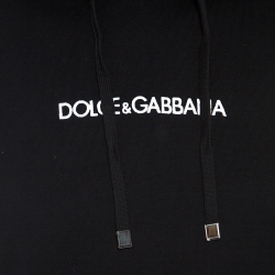 Pre Owned Dolce and Gabbana Black Logo Embroidered Cotton Hoodie XS