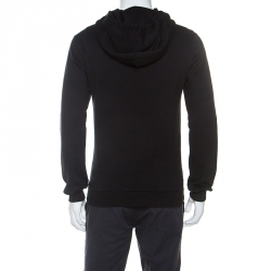 Pre Owned Dolce and Gabbana Black Logo Embroidered Cotton Hoodie XS