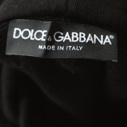Pre Owned Dolce and Gabbana Black Logo Embroidered Cotton Hoodie XS