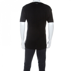 Pre Owned تي شيرت دولتشي أند غابانا مطرز نقشة الفهد خليط حرير أسود S