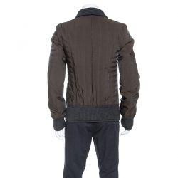 Pre Owned Dolce and Gabbana Brown Double Wool Rib Trim Jacket M