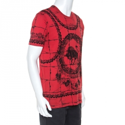 Dolce and Gabbana Graphic Printed Cotton Crew Neck T-Shirt L