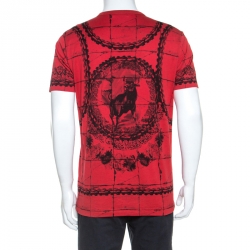Dolce and Gabbana Graphic Printed Cotton Crew Neck T-Shirt L
